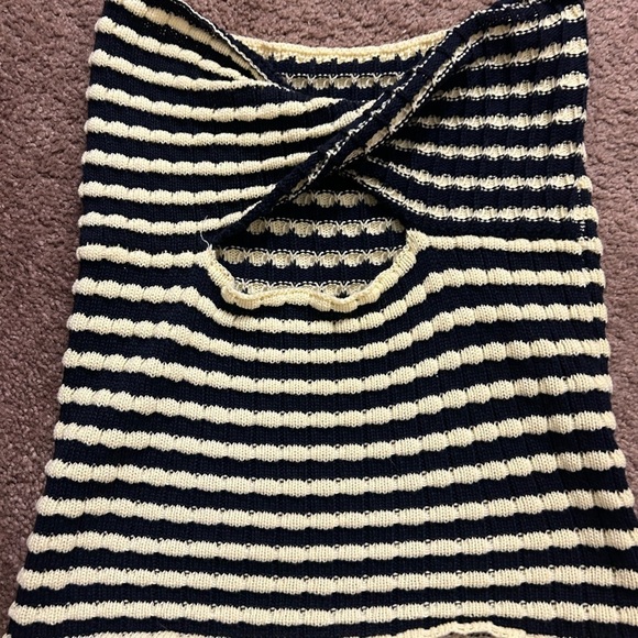 Navy and Yellow Stripe Strapless Tank - Picture 4 of 4